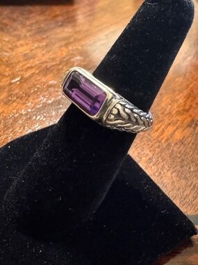 Dainty Sterling Silver Ring with Amethyst - Sz 7
